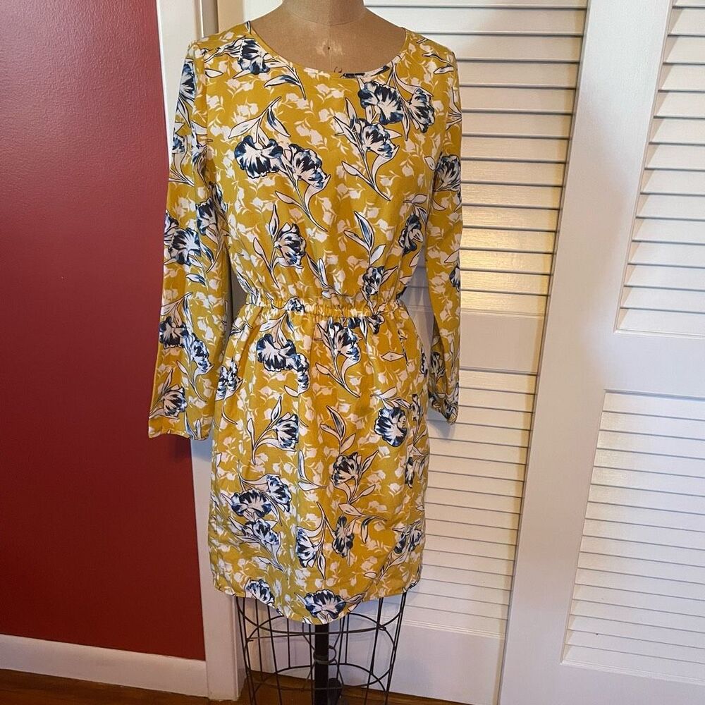 J CREW | yellow blue white floral dress 0